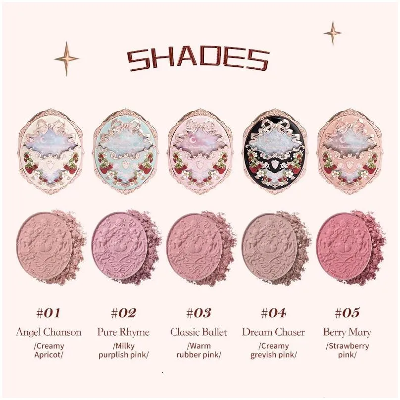 Blush Flower Knows Strawberry Rococo Blusher Embossed Blush Face Makeup Matte Shimmer Waterproof Natural Nude Brightening Cheek 231030