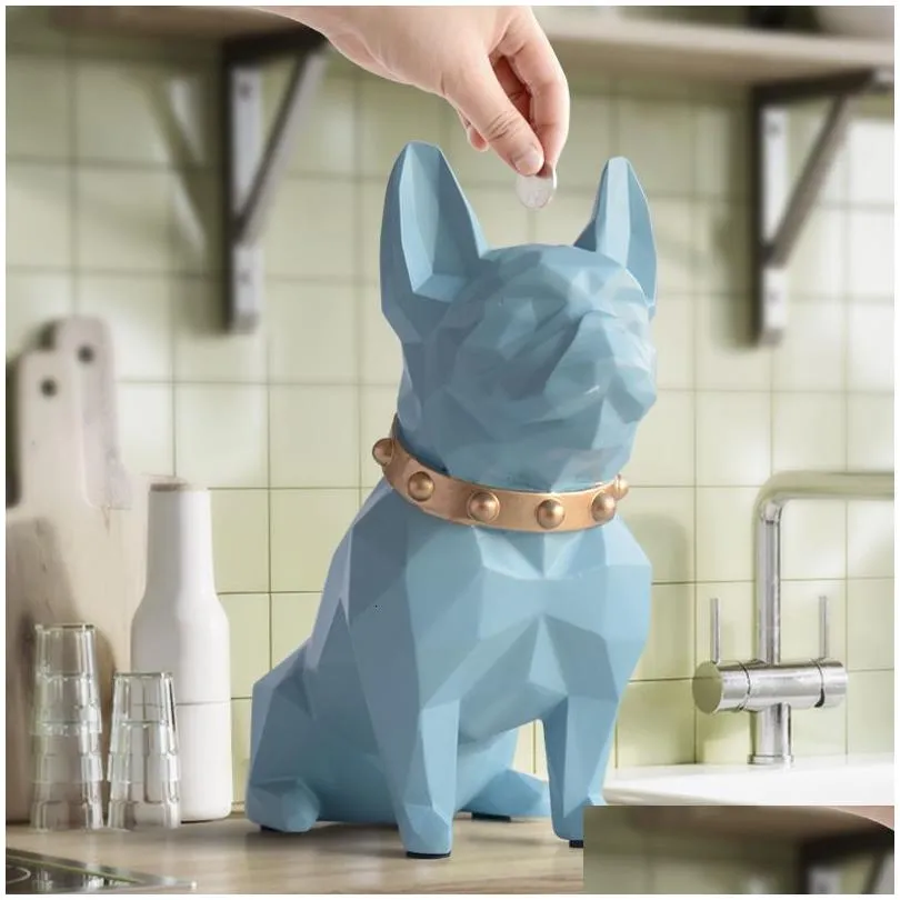 Decorative Objects Figurines french bulldog coin bank box piggy figurine home decorations storage holder toy child gift money dog for kids