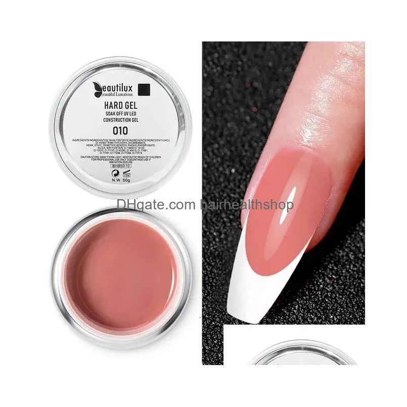 Beautilux Hard Builder Nail Art Gel Pink Clear Milky Camouflage Self Leveling UV Gel French White Gels Nail Polish 50g 240220