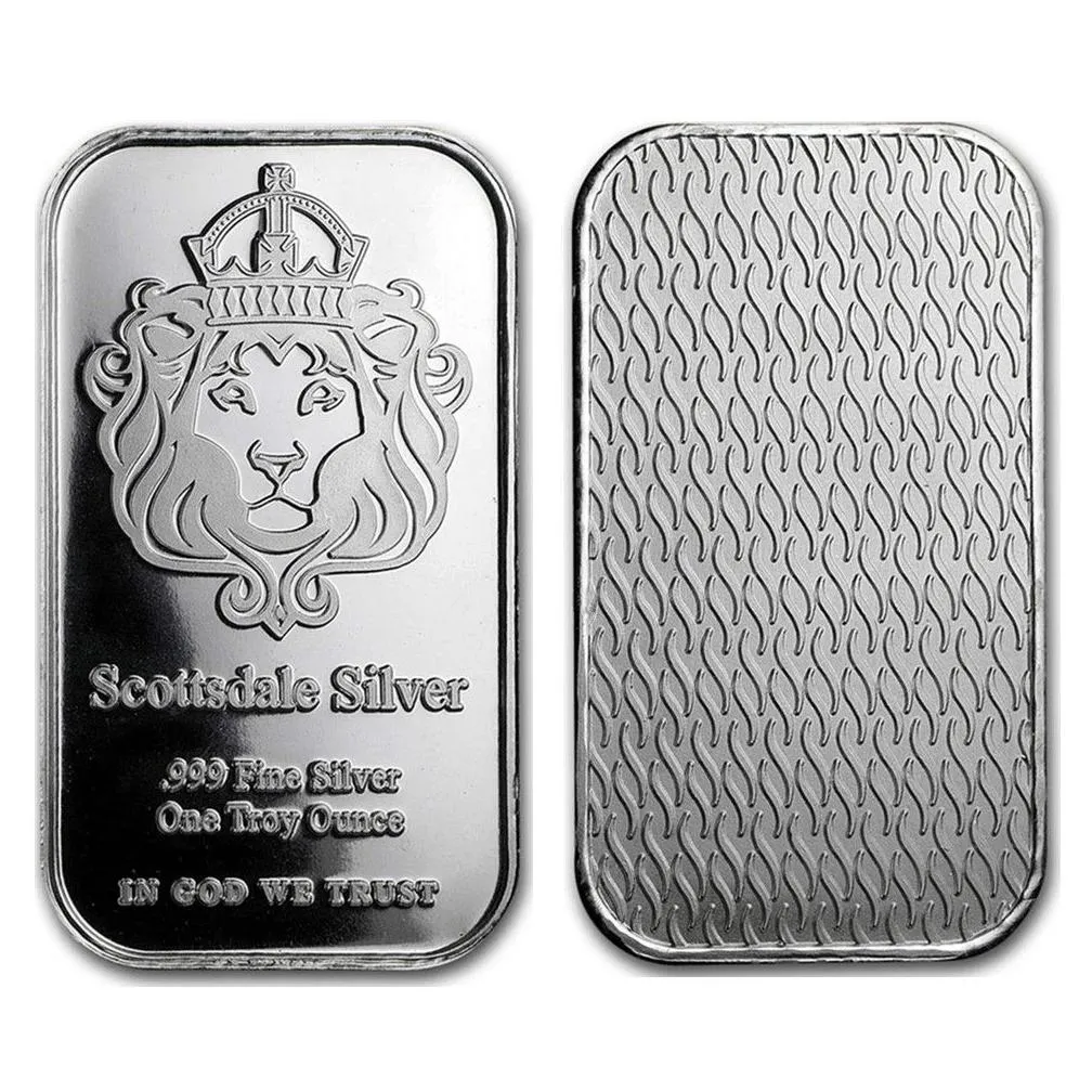 scottsdale silver bar one troy ounce bullion bar with display case - 999 plated silver