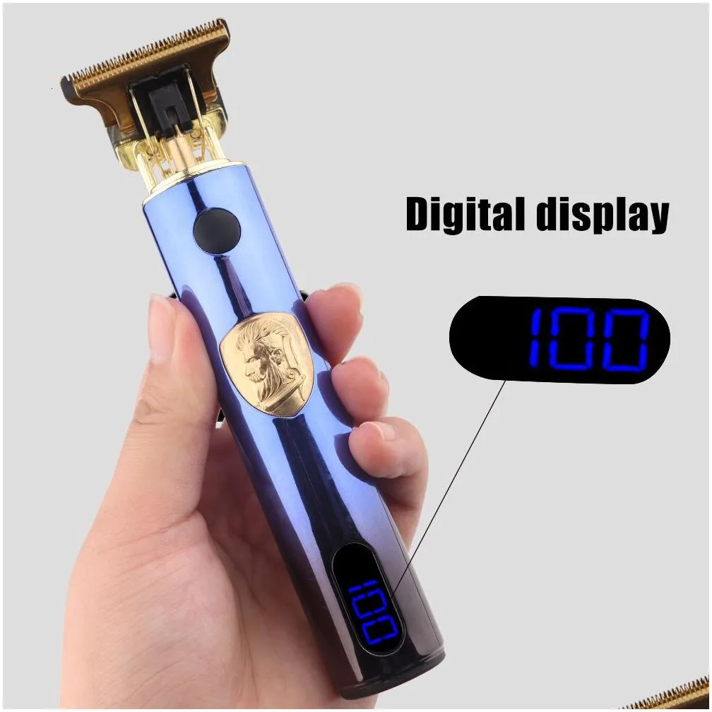 Hair Trimmer Electric Barber T9 Upgraded LCD Rechargeable Retro Oil Head Carving Electric Push Shear Pubic Hair Clipper Machine for Women