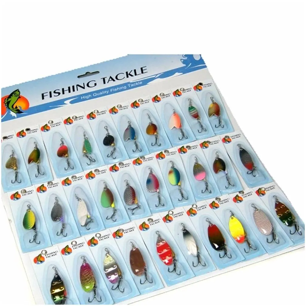 30PcsCard Crankbaits Assorted Fishing Lures Spinner Metal Spoon Fishing Hard Lure Pike Salmon Fishing Wobblers Artificial Baits 201106