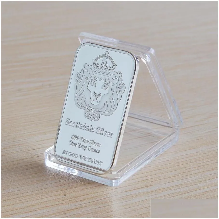 scottsdale silver bar one troy ounce bullion bar with display case - 999 plated silver