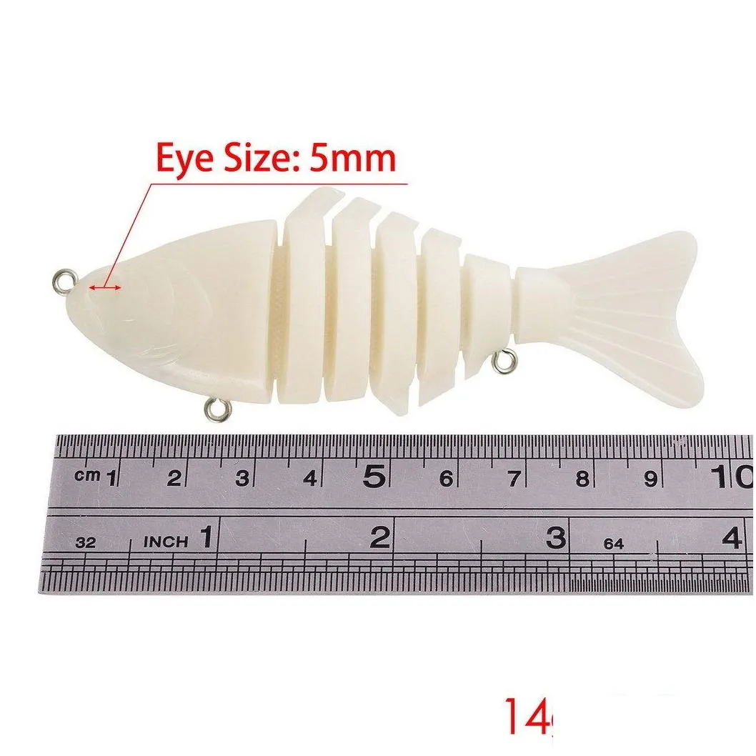 10cm 14g unpainted swimbait lure Multi Jointed fish Wobblers Lifelike Blank Fishing Lure 7 Segment Swimbait Fishing Tackle 20pcs