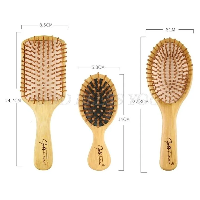 Hair Brushes 6Pcs Wood Combs Set Healthy Paddle Scalp Hairbrush Bamboo Cushion Head Massage Brush Hair Care Drop 230529