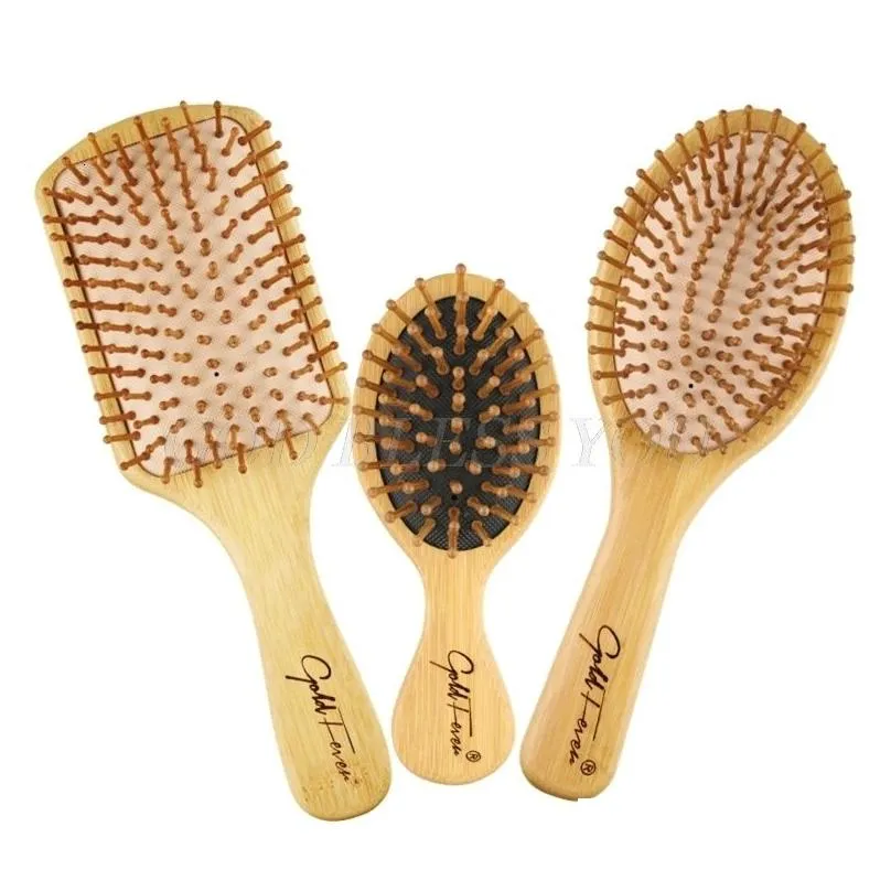 Hair Brushes 6Pcs Wood Combs Set Healthy Paddle Scalp Hairbrush Bamboo Cushion Head Massage Brush Hair Care Drop 230529