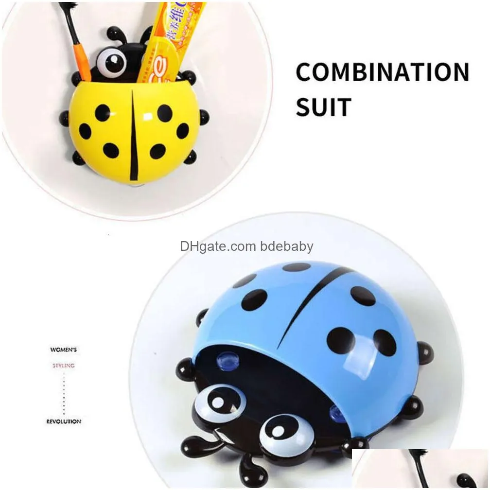 Toothbrush Holders Ladybug Holder Cartoon Animal Insect Wall Suction Cup Tootaste Rack Container Bathroom Organizer Drop Delivery Home Dhwg7