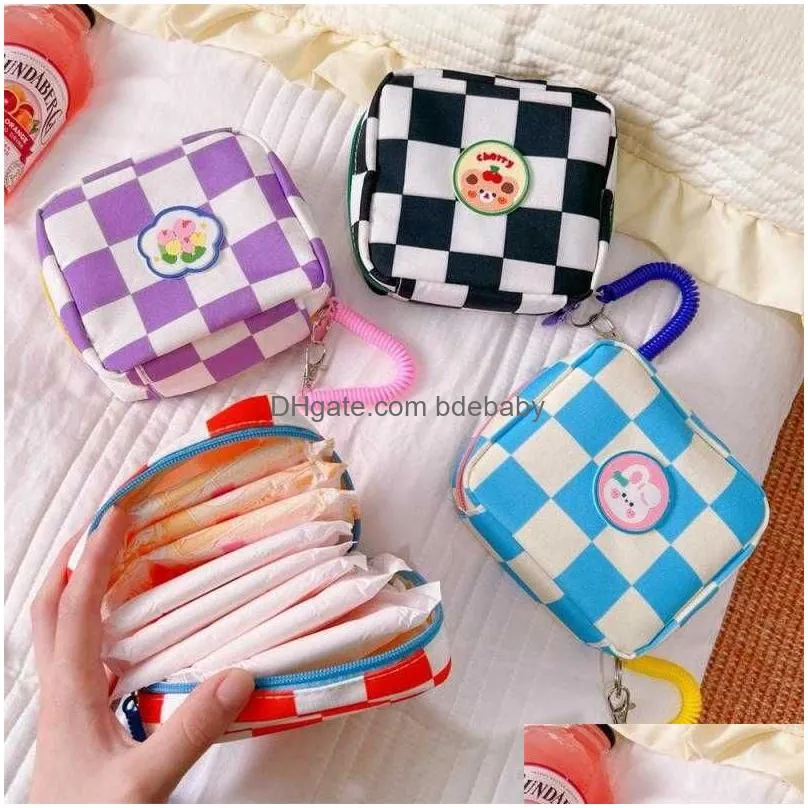 Storage Baskets Women Napkin Cosmetic Bags Girls Tampon Holder Organizer Coin Purse Ladies Makeup Bag Sanitary Pad Drop Delivery Home Dhqiu