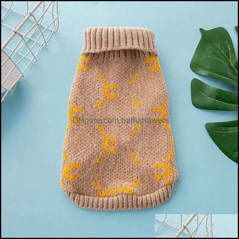 Winter Pet Sweater Turtleneck Knitted Brands Dog Apparel with Classic Jacquard Letter Pattern Designer Dog Clothes for Sma bathshowers