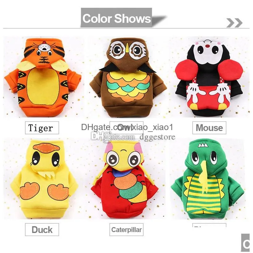 10 color wholesale halloween christmas costume dog apparel hoodies clothes winter hoodie warm coat sweater for small dogs cross dressing party dress owl duck