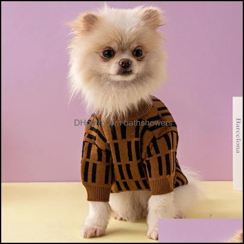 Designer Dog Clothes Brands Dog Apparel with Classic Jacquard Letter Pattern Warm Pet Sweater for Small Medium Dogs Cat Wi bathshowers