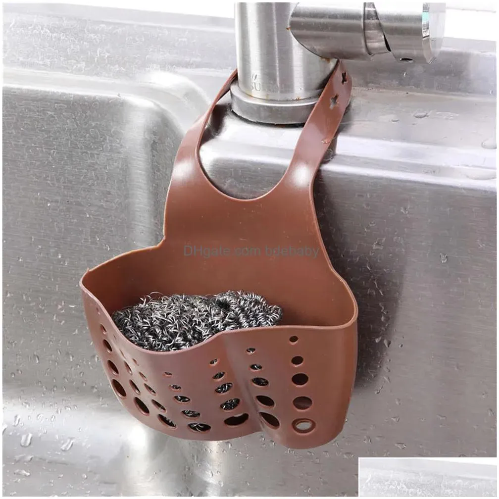 Other Kitchen Storage & Organization Sink Holder Drain Rack Hang Adjustable Basket Bag Dish Drainer Bathroom Soap Sponge Shelf Organiz Dhuz7