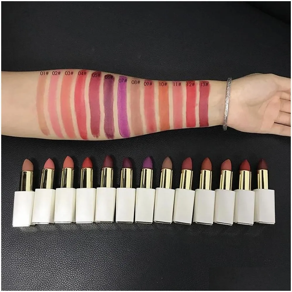 Sets 10 Piece Matte Lipstick Private Label Waterproof Easy to Wear Long Lasting White Magnetic Tube Red Lip Stick Makeup Custom