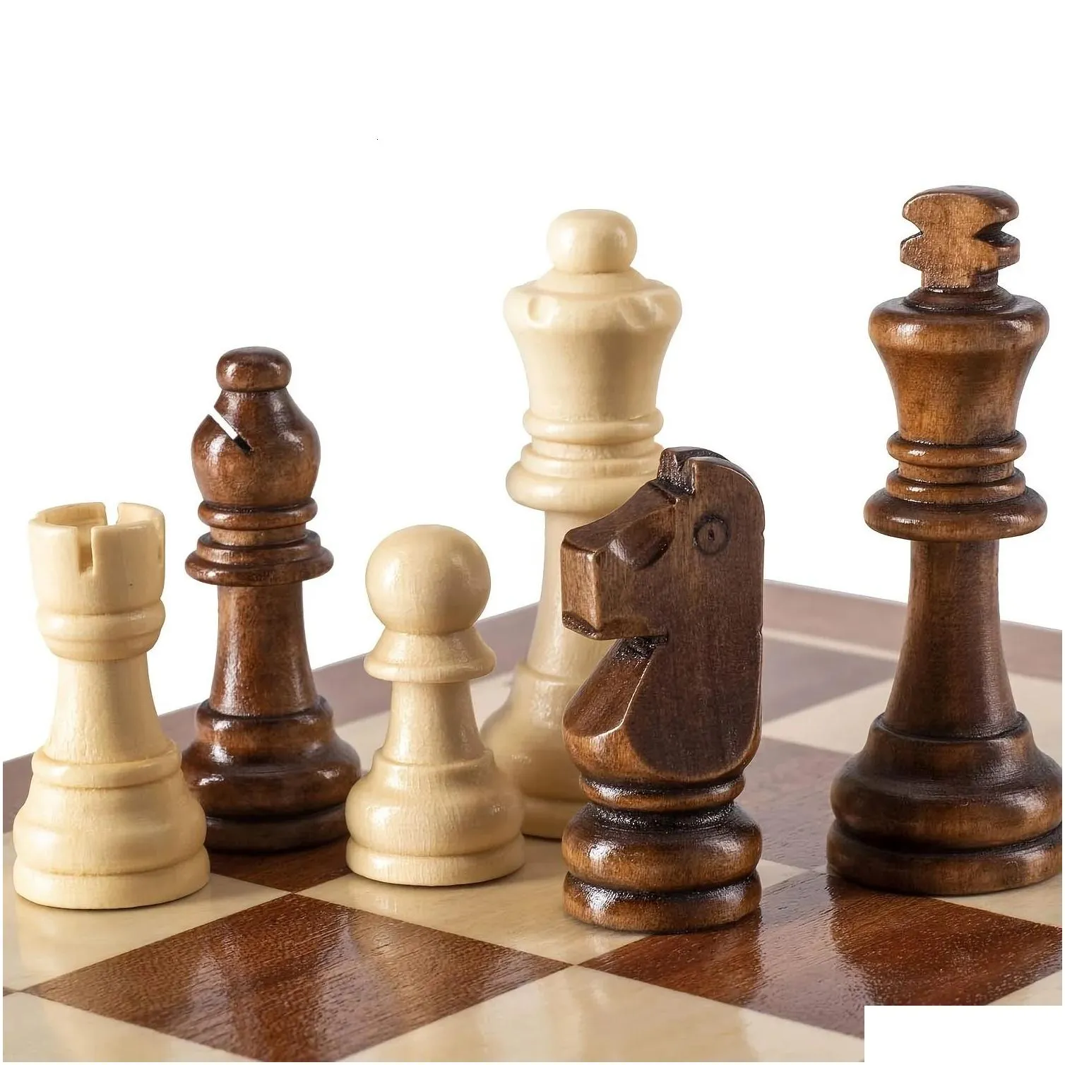 Chess Games 32 Pieses Wooden Chess Standard Tournamen Staunton Wood Chessmen 8cm King HeightChess Pieces Only No Board 231031