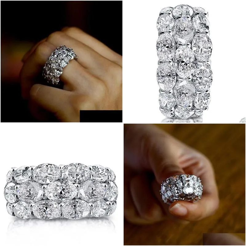 New Bling Bling Women`s Wedding Rings with Oval Cubic Zirconia Crystal Shiny Accessories for Party Jewelry Statement Ring