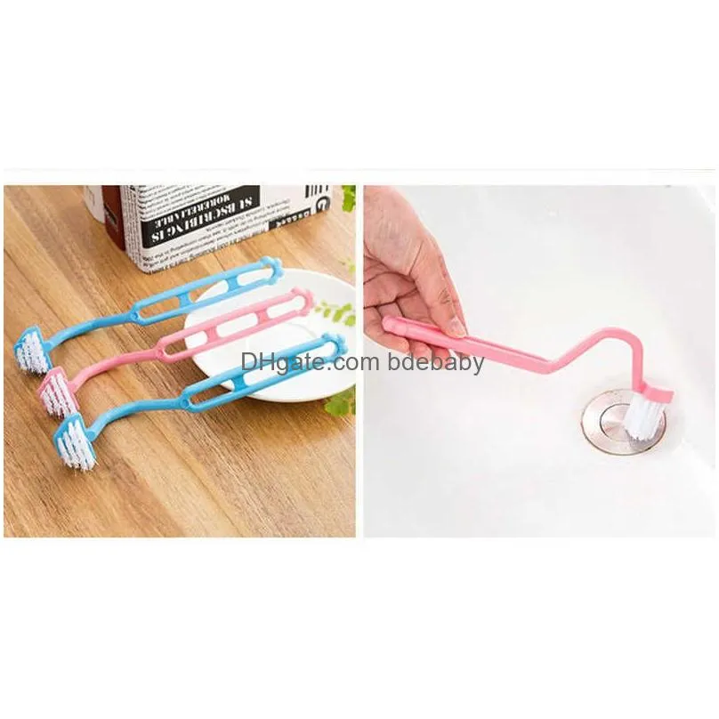 Toilet Brushes & Holders Brush Bathroom V/S-Shaped Cleaning Wall Hanging Gap Tool Portable Corner Window Slot Cleaner Drop Delivery Ho Dhml8