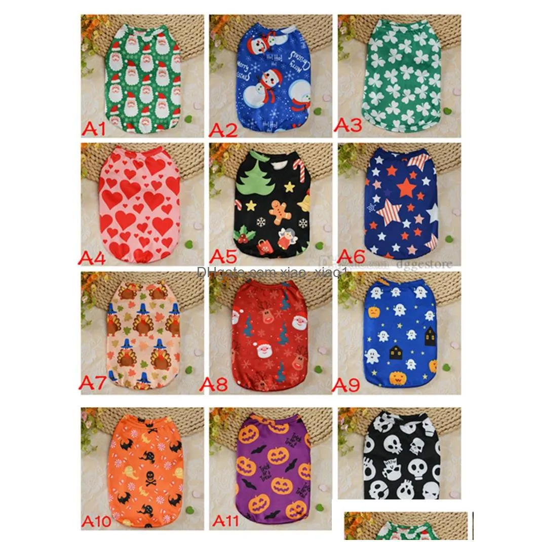 12 color wholesale holiday pets vest shirt dog apparel festival puppy cute t-shirt clothing breathable cat dogs clothes for halloween christmas valentines day