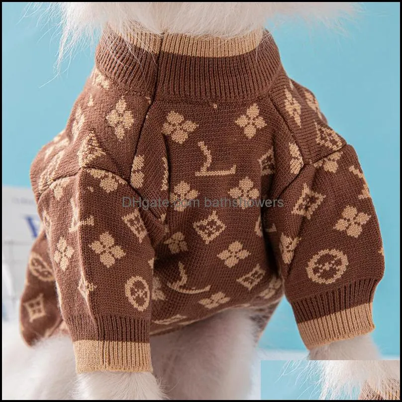Warm Dog Sweater Brands Dog Apparel with Classic Jacquard Letter Pattern Designer Pet Clothes for Small Medium Dogs Cat Sw bathshowers