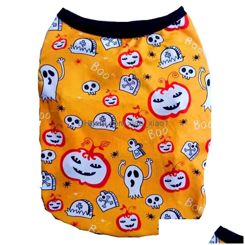 dog apparel soft doggy puppy clothes pumpkin ghosts bats skeleton shirt for small dogs and cats printed pet clothing halloween pets t-shirt breathable pup shirts