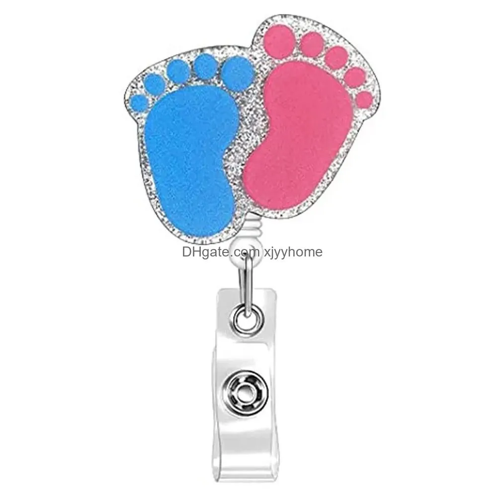 Other Home Decor 10 Pcs/Lot Custom Key Rings Baby Theme Badge Reel Retractable Nurse Gift Nicu Feet Uterus Holder Accessories For Nurs Dh9Be
