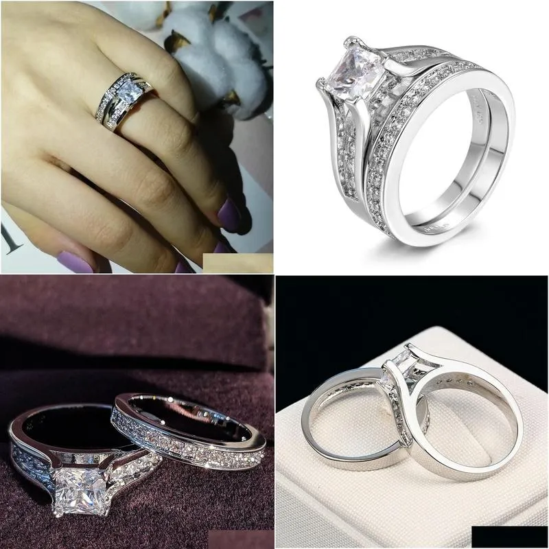 S925 Sterling silver bride Wedding Engagement Ring Sets For Women Bridal 2022 New Product Fashion Finger Wholesale Jewelry