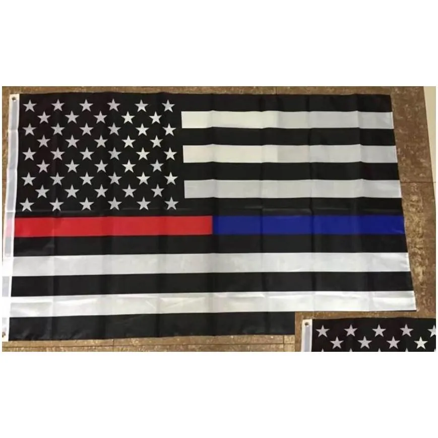 4 Types 90*150cm BlueLine USA Police Flags 3x5 Foot Thin Blue Line USA Flag Black, White And Blue American Flag With Brass Grommets