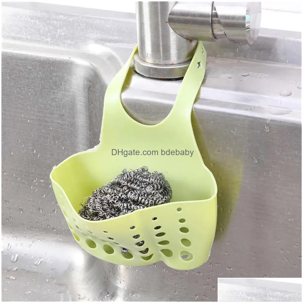 Other Kitchen Storage & Organization Sink Holder Drain Rack Hang Adjustable Basket Bag Dish Drainer Bathroom Soap Sponge Shelf Organiz Dhuz7