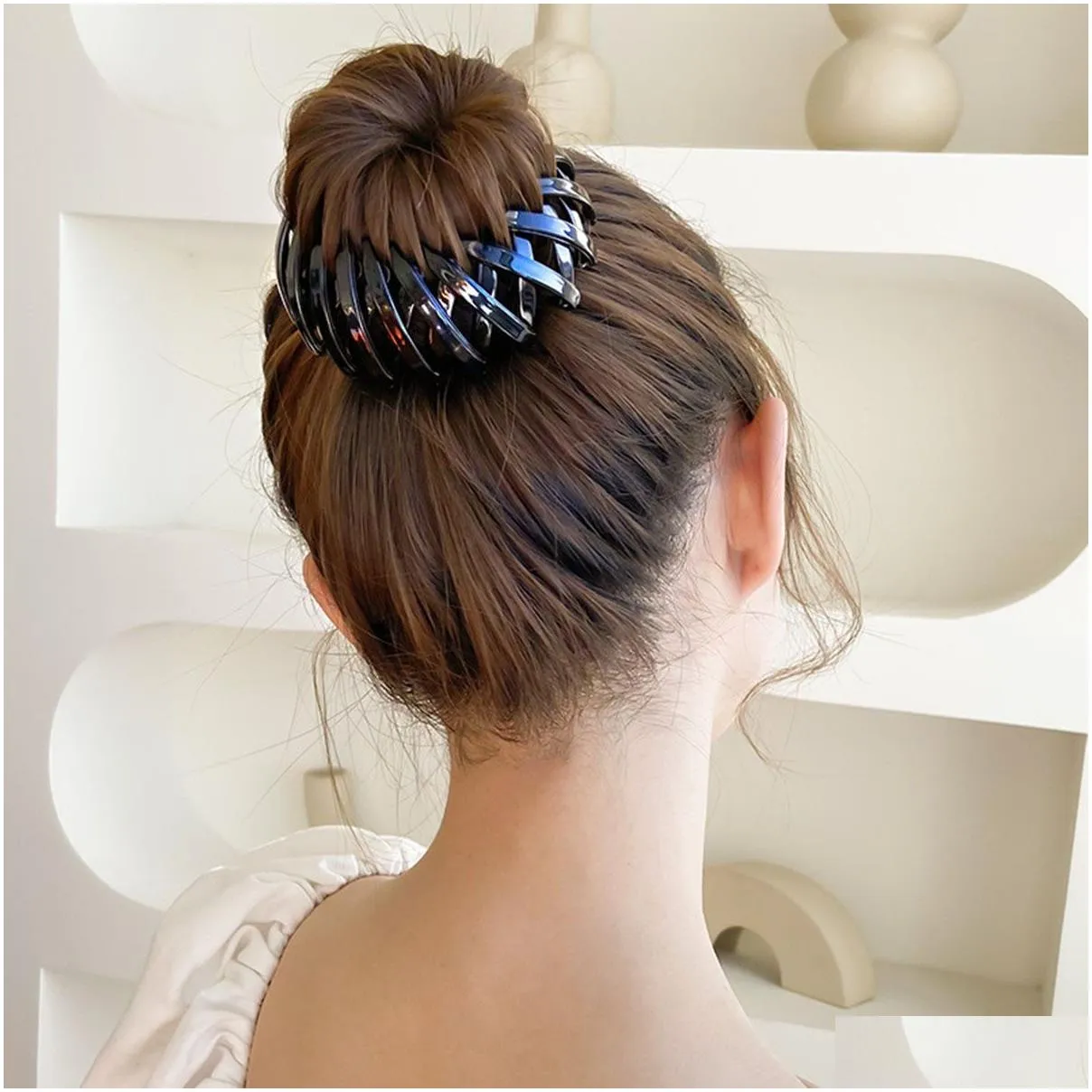 2pcs/Lot New Fashion Women Bun Hair Claw Horsetail Buckle Hair Clip Bird Nest Expanding Hair Accessories Female Ponytail Hair