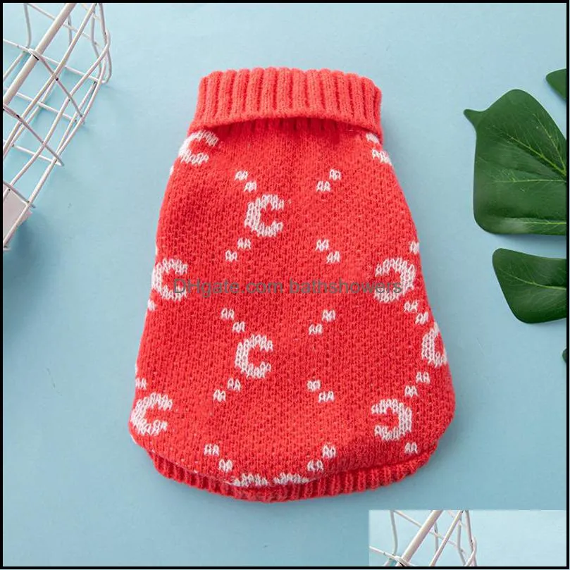 Winter Pet Sweater Turtleneck Knitted Brands Dog Apparel with Classic Jacquard Letter Pattern Designer Dog Clothes for Sma bathshowers