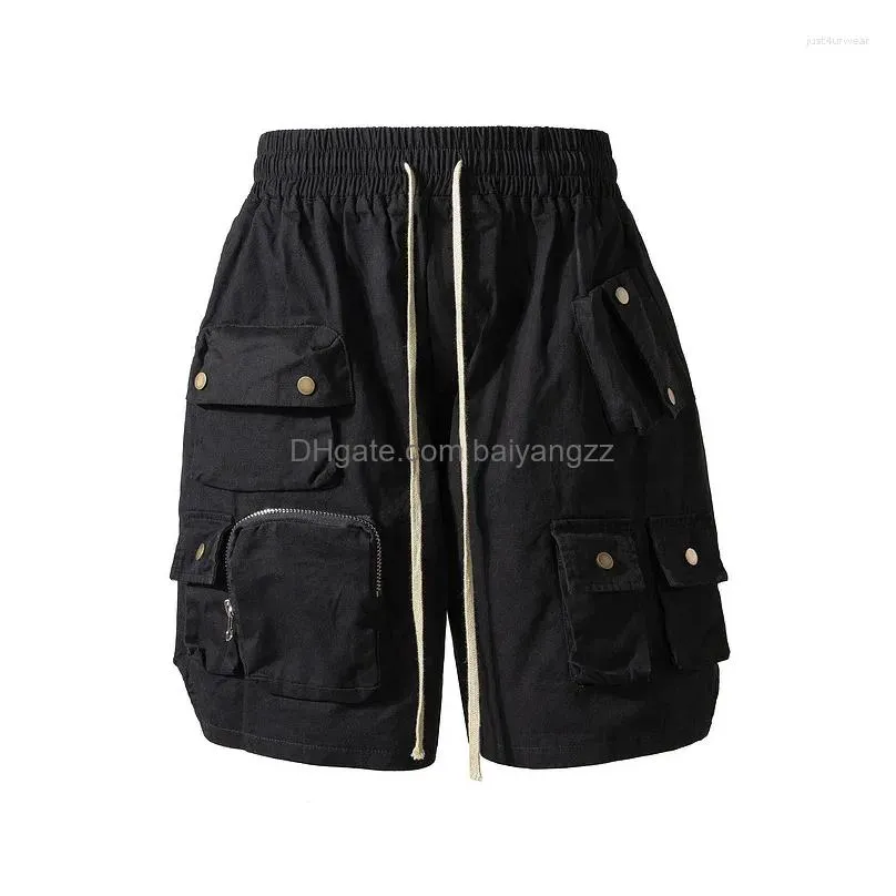 mens shorts novelty high zipper function tactics heavy skateboard street cotton casual hip-hop parkour cargo