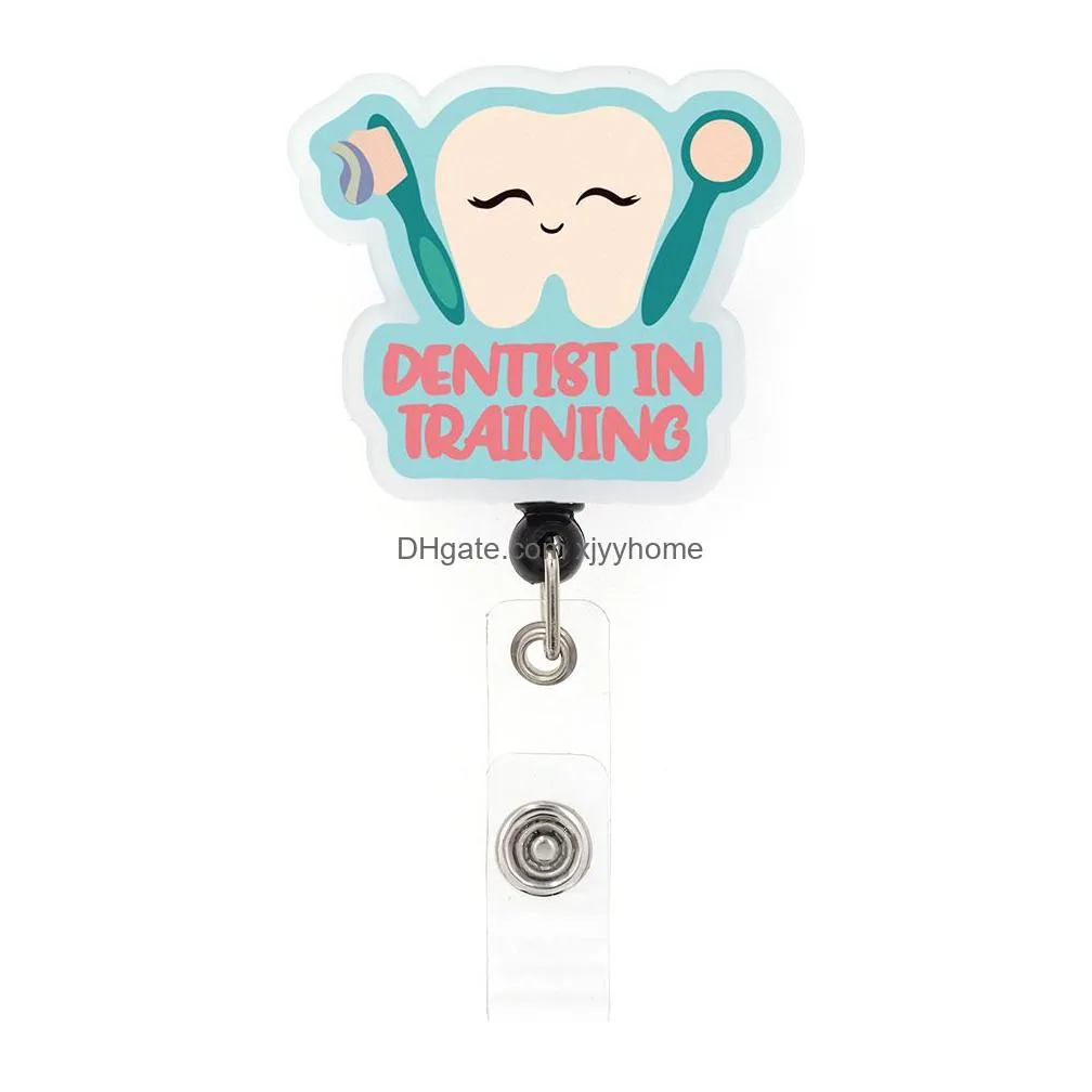 Other Home Decor 10 Pcs/Lot Custom Key Rings Medical Series Coffee Sloth Owl Tooth Shape Badge Reel For Nurse Dentist Gift/Accessories Dhzqj