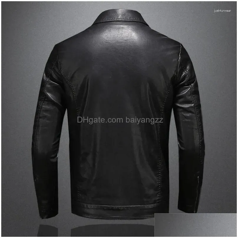 mens jackets motorcycle leather jacket large size pocket black zipper lapel slim fit male spring and autumn high quality pu coat