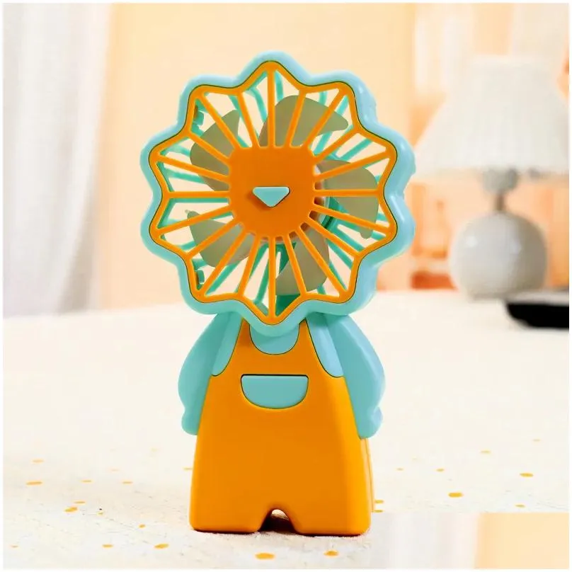 Children`s Gift Cute Strap Pants Colored Charging Small Fan Outdoor Handheld Three speed Control Cartoon Electric Fan