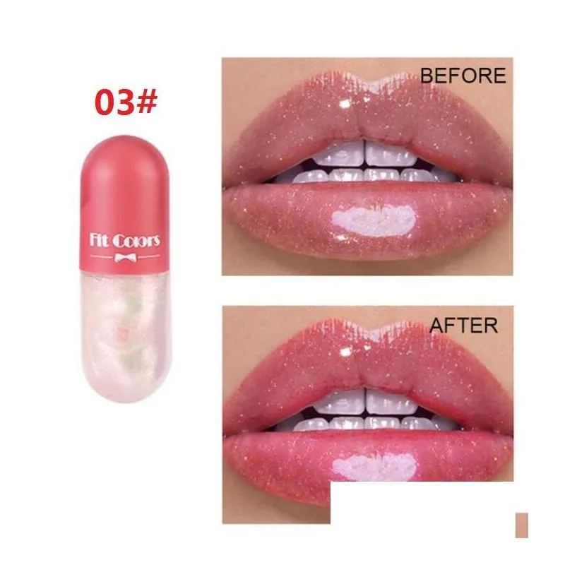 Fit Colors Mini Capsule Shape Lip Gloss Moisturizing Transparent Color-changing Lipgloss Oil Plump Lips Cosmetic Makeup