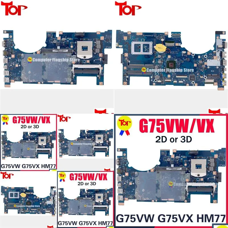 Motherboard KEFU G75VW Laptop Motherboard For ASUS G75VX G75V G75 HM77 INTEL 2D Or 3D Mainboard 100% TEST Working