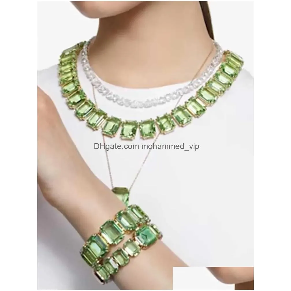 sets 2024 original millenia luxury necklaces charm purple green austrian crystal high quality womens earrings bracelet with logo