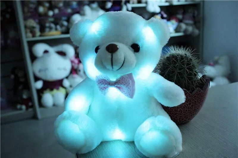 Colorful LED Flash Light Bear Doll Plush Animals Stuffed Toys Size 20cm - 22cm Bear Gift For Children Christmas Gift Stuffed Plush toy