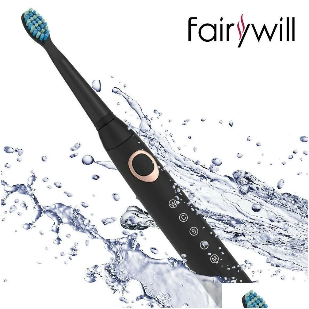 Toothbrush Fairywill Electric es for Adults Kids 5 Modes Smart Timer Rechargeable Whitening Sonic with 10 Brush Heads 230515