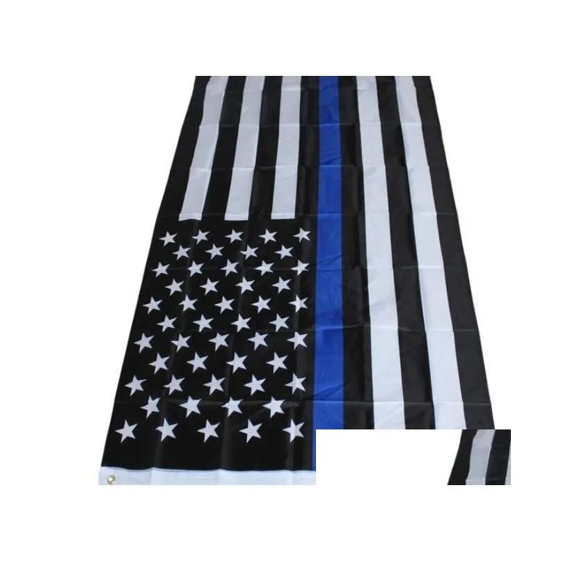 4 Types 90*150cm BlueLine USA Police Flags 3x5 Foot Thin Blue Line USA Flag Black, White And Blue American Flag With Brass Grommets