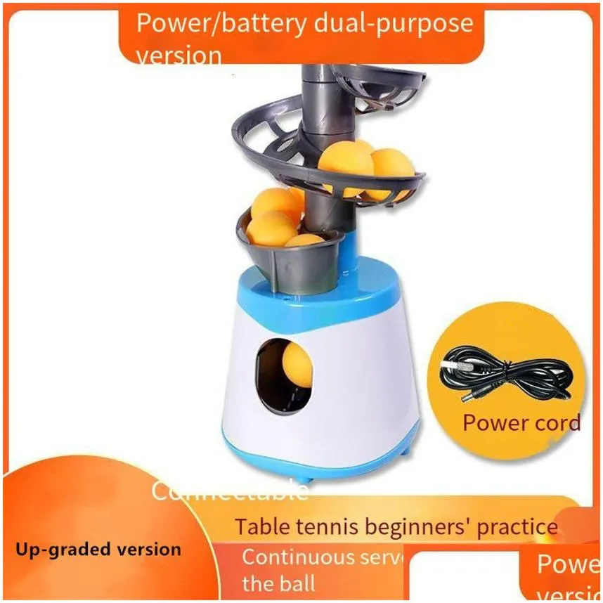 Table Tennis Sets Up-graded Portable Table Tennis Ball Pitcher Dual Power Supply Version Ping Pong Ball Robot Pitching Machine For Trainers