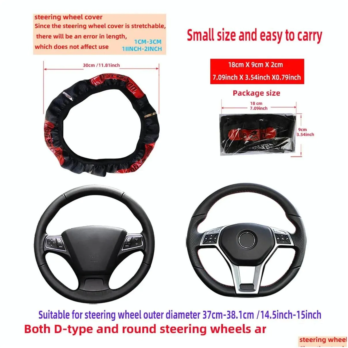 Car Steering Wheel Covers 100% Brand New Reflective Faux Leather Elastic China Dragon Design Auto Steering Wheel Protector
