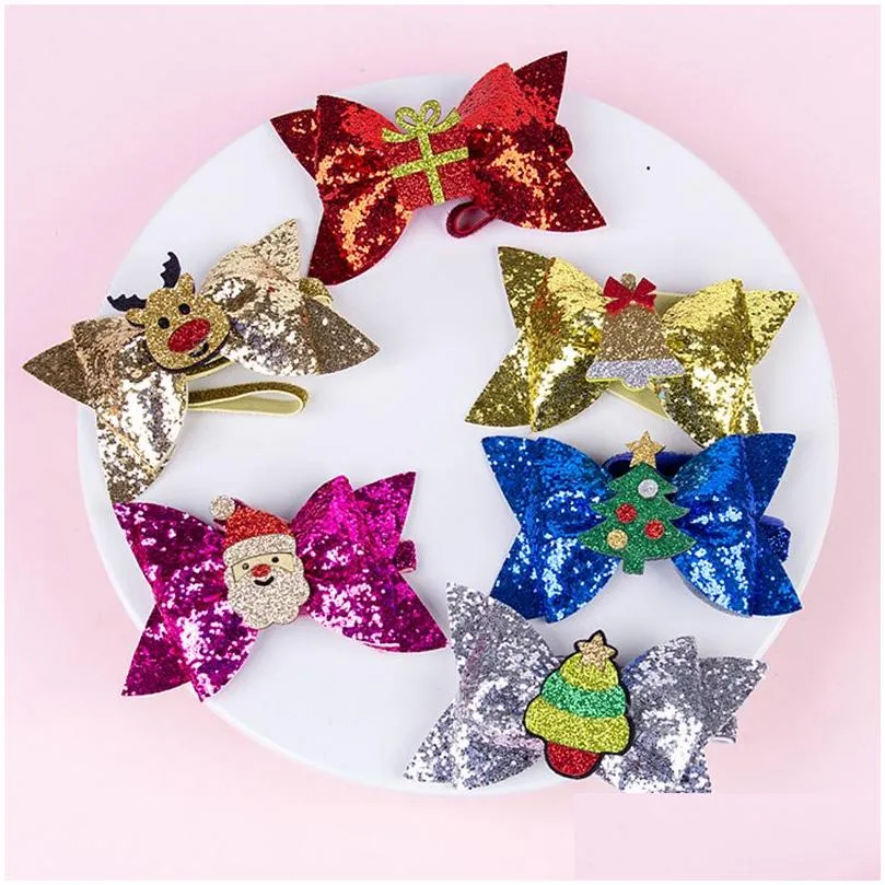 OC DW001# Children`s Hair Bow Accessories Christmas in Europe and America Bright Pink Butterfly Knot hairs Band