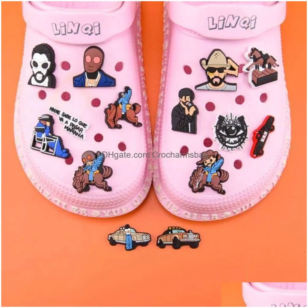 Shoe Parts & Accessories Christmas Mexican Cartoon Custom Clog Pvc Bad Bunny Football Truck Car Halloween Designer Charms Bags Shoes D Dhfve