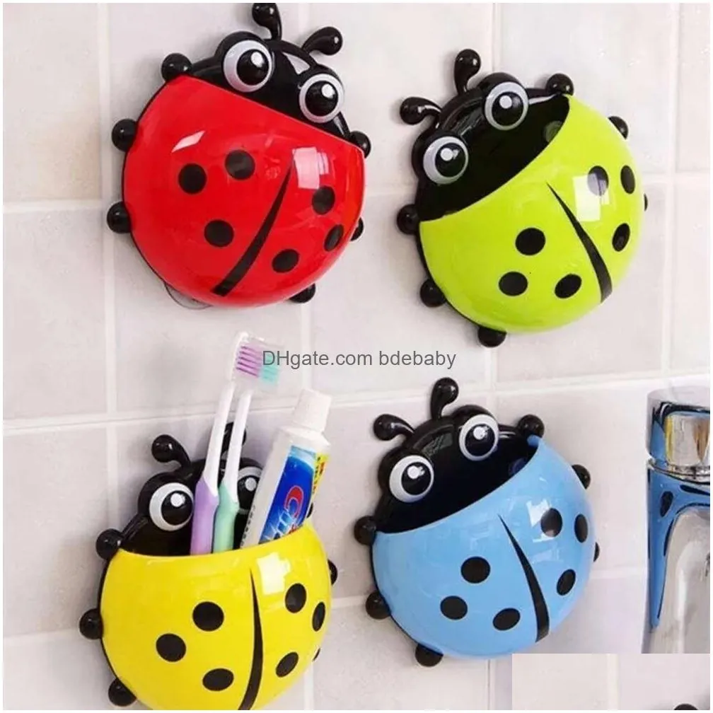 Toothbrush Holders Ladybug Holder Cartoon Animal Insect Wall Suction Cup Tootaste Rack Container Bathroom Organizer Drop Delivery Home Dhwg7