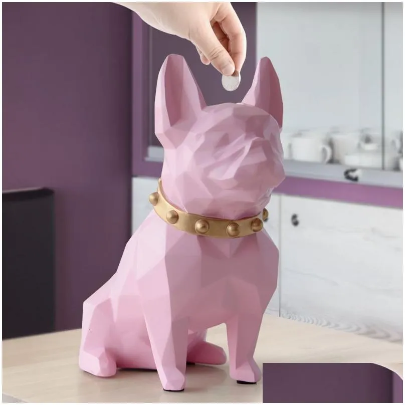 Decorative Objects Figurines french bulldog coin bank box piggy figurine home decorations storage holder toy child gift money dog for kids