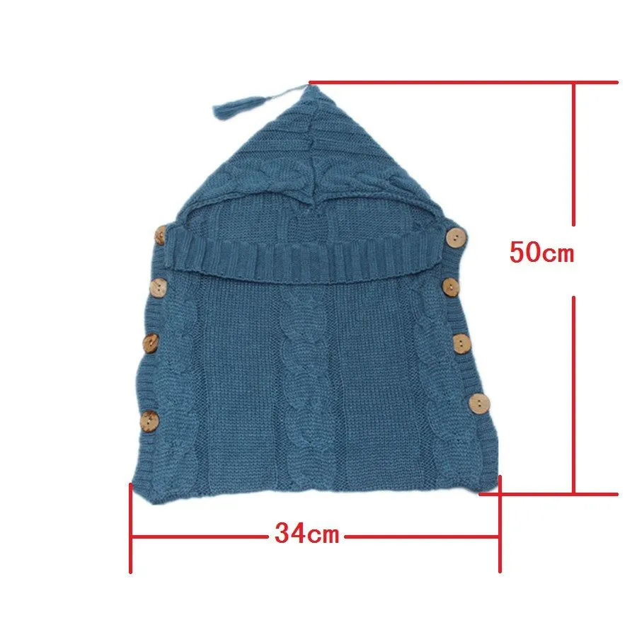 34*50cm Baby Infant Swaddle Wrap Warm Wool Blends Crochet Knitted Hoodie Soft Swaddling Wrap Blanket Sleeping Bag for 6 Colors