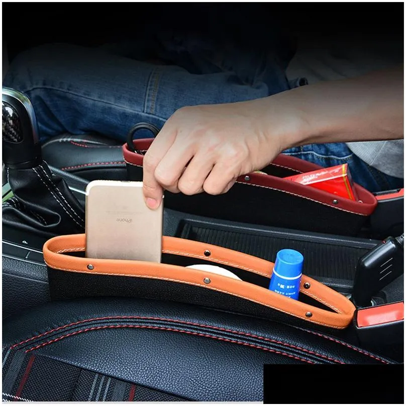 PU Leather Car Organizer Storage Car Seat Slip Gap Case Storage Pocket Multifunctional Driver Seat Catcher Cup Holder Car Accessories