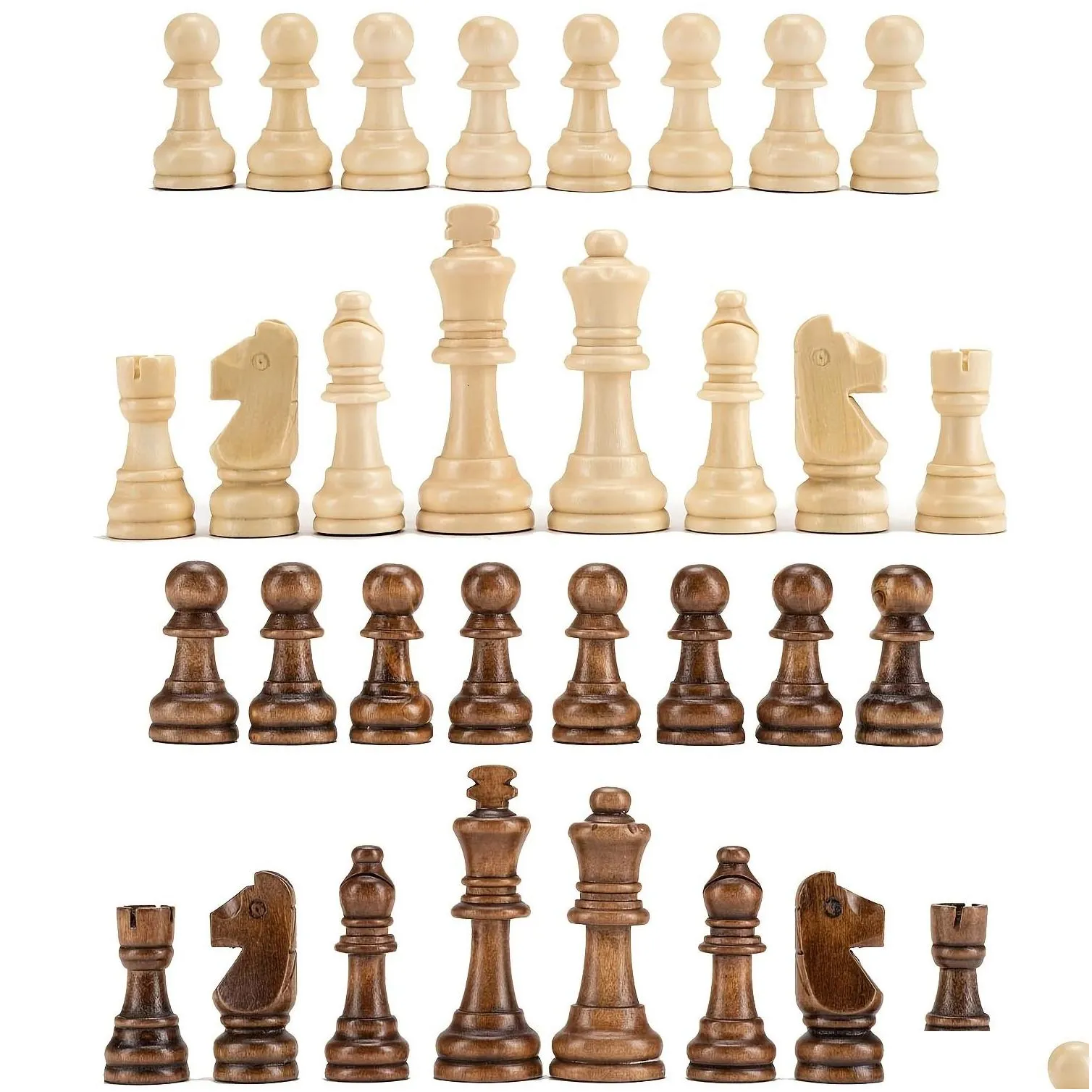 Chess Games 32 Pieses Wooden Chess Standard Tournamen Staunton Wood Chessmen 8cm King HeightChess Pieces Only No Board 231031
