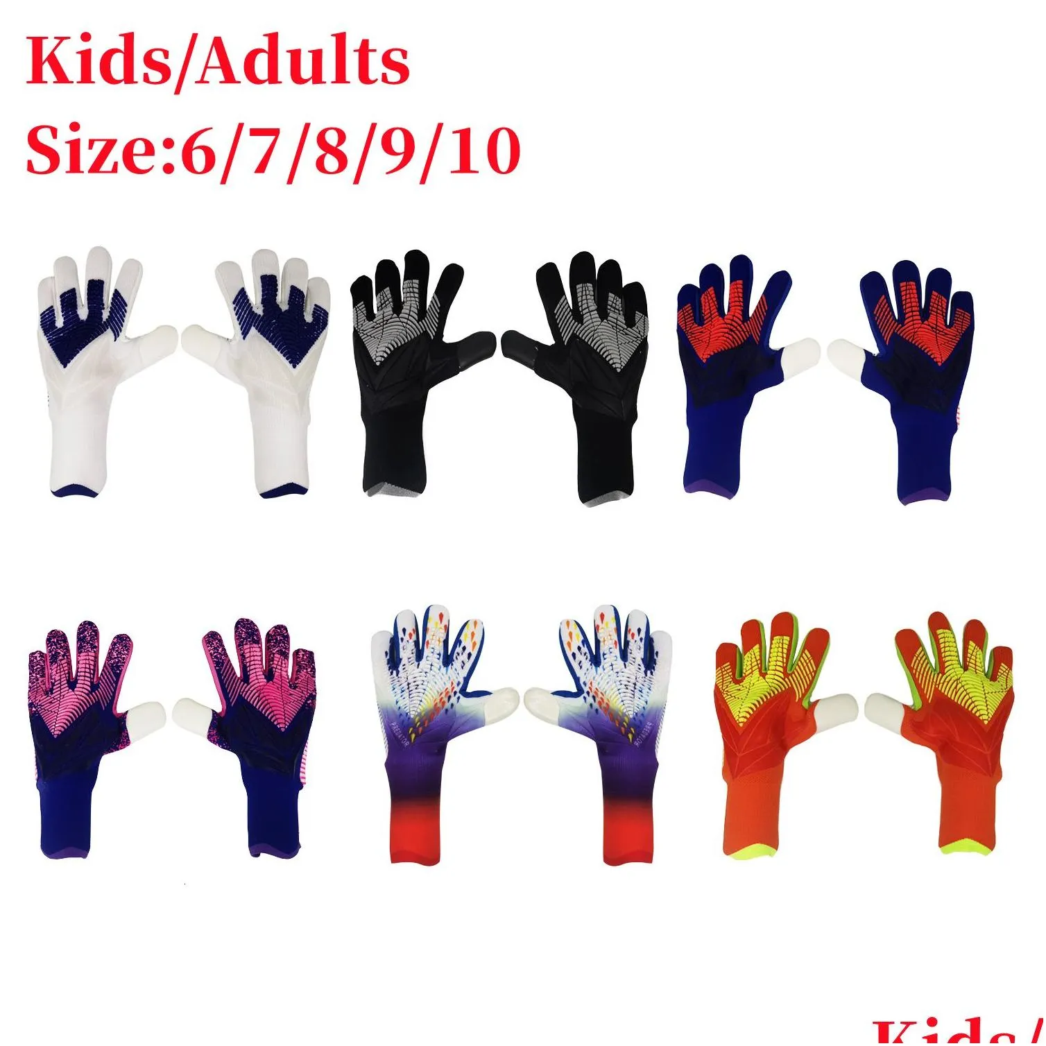 Sports Gloves Goalkeeper Gloves Kids Adults AntiSlip Goalie Gloves Latex Grip Professional Soccer Protection Football Men Women Match Gloves