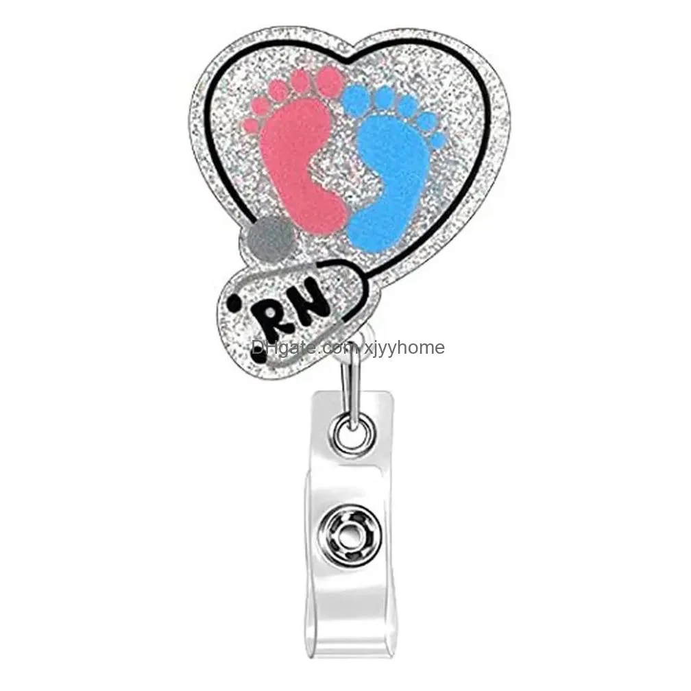 Other Home Decor 10 Pcs/Lot Custom Key Rings Baby Theme Badge Reel Retractable Nurse Gift Nicu Feet Uterus Holder Accessories For Nurs Dh9Be